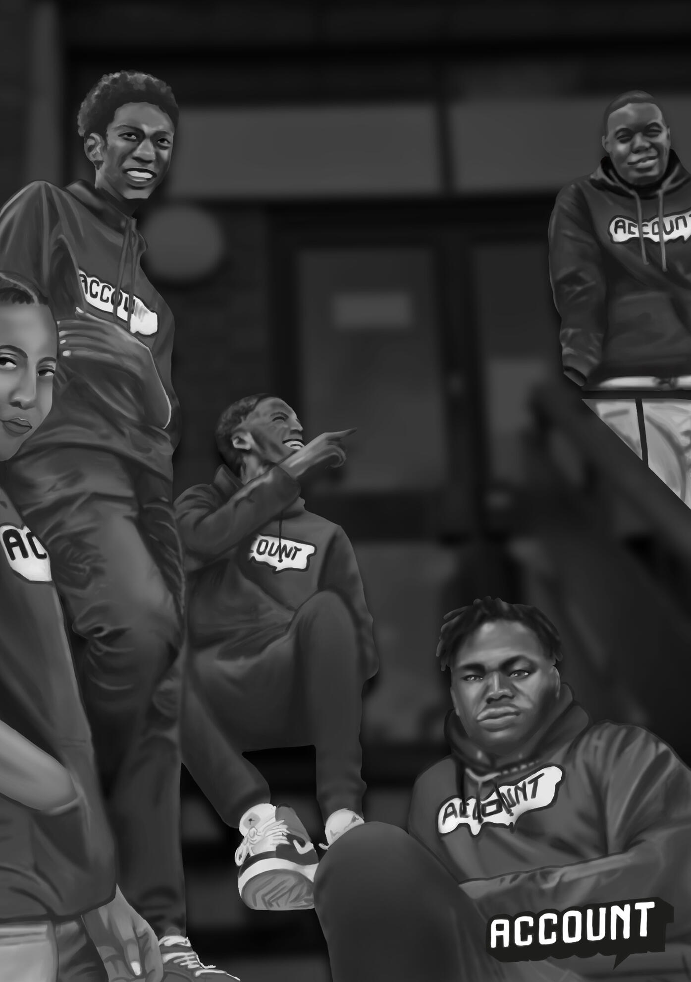 Back Cover - Art by Infinity Agbetu, graphics by Salma Istwani, published in our ACCOUNT's Zine.