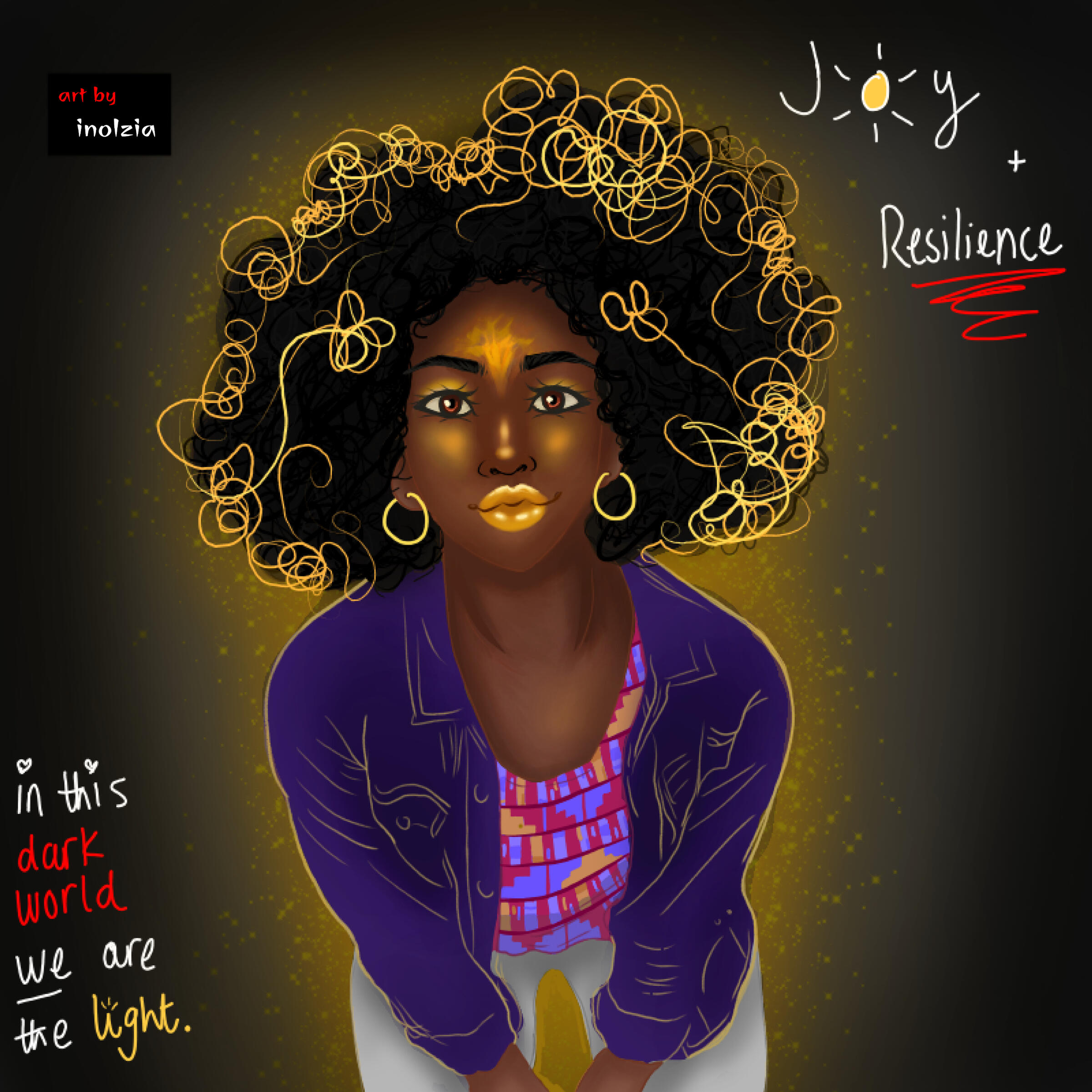 'Bouncing Back with a Yellow Smile' - Art by Infinity Agbetu, published in Feeling Good: Black Joy &amp; Resilience online gallery.