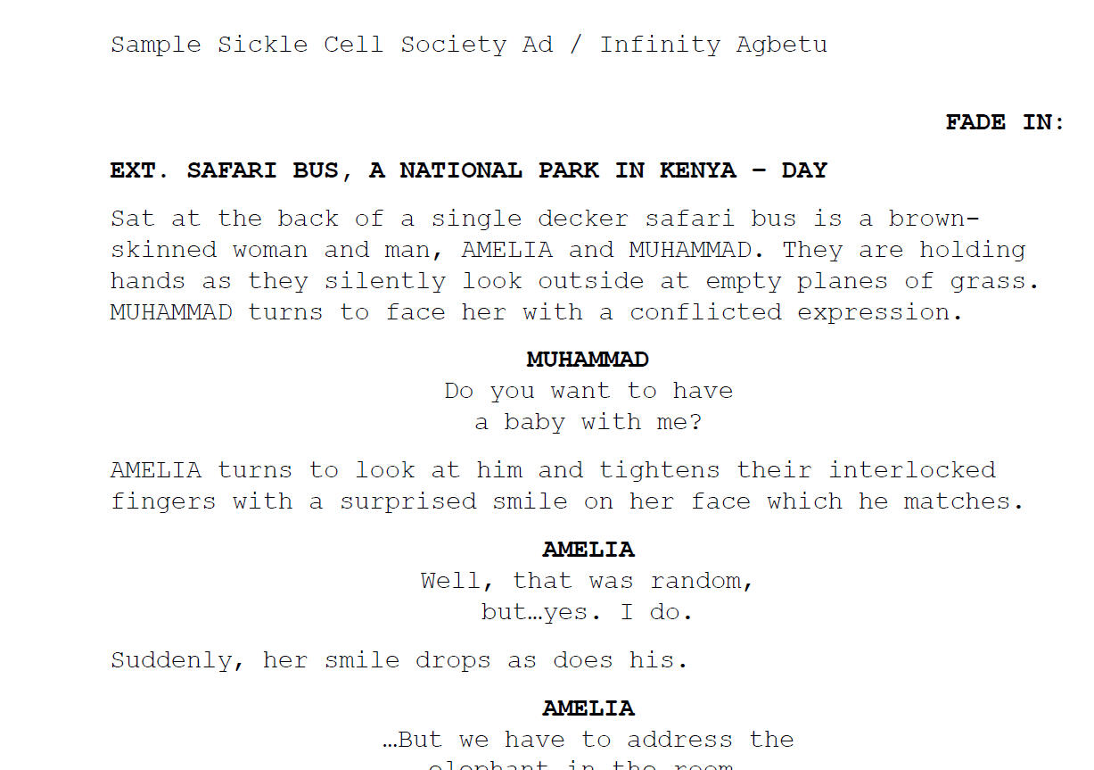 Sample Sickle Cell Society Ad by Infinity Agbetu