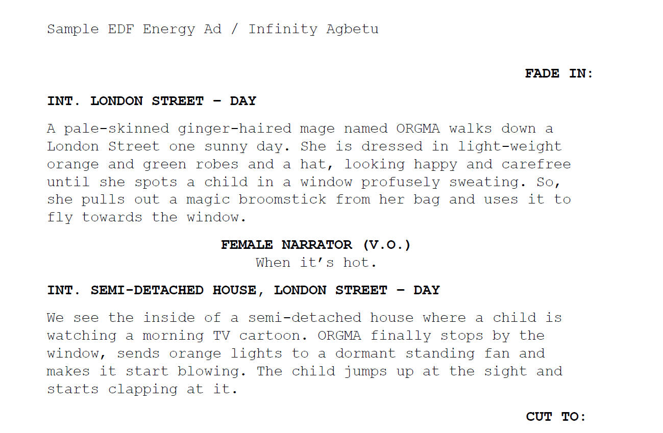 Sample EDF Energy Ad by Infinity Agbetu